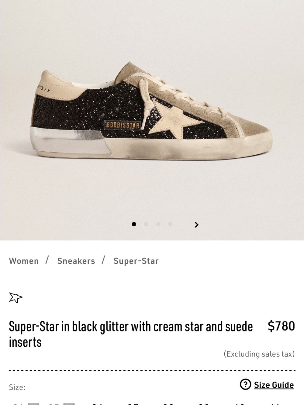 Golden Goose Super-Star Black Glitter Sneakers with Cream Star